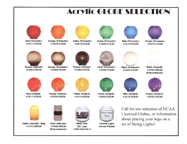 Custom Light Globes - Add $60.00